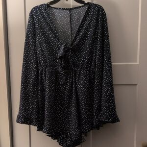 SHEIN Blue/Green Polka Dot Romper